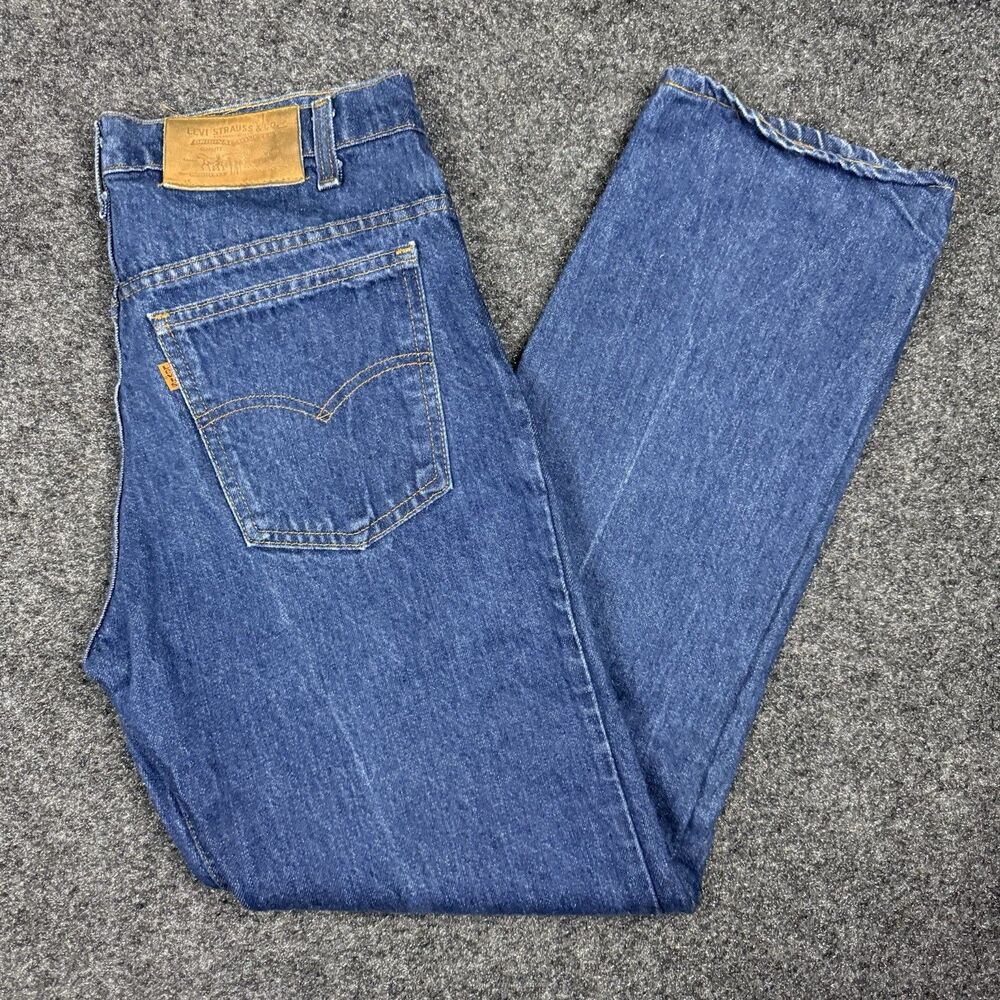 VTG Levis 509 Jeans Mens 31x29 Blue Denim USA Orange Tab 80s Straight Dark